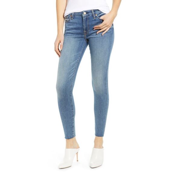 7 For All Mankind Frayed Hem Skinny Jeans